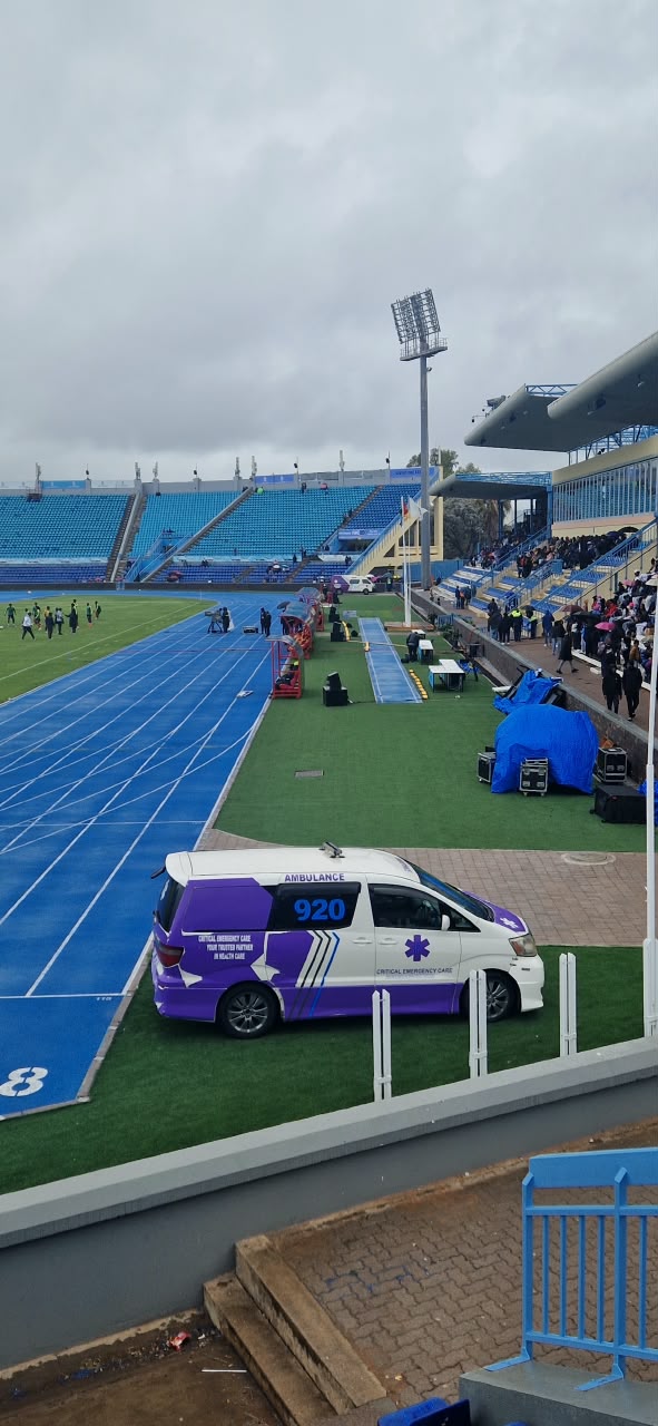 Ambulance on standby at a stadium